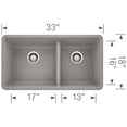 thumbnail image 6 of Blanco Ka-441125 Precis 33" Drop In Double Basin Granite Composite Kitchen Sink -, 6 of 7