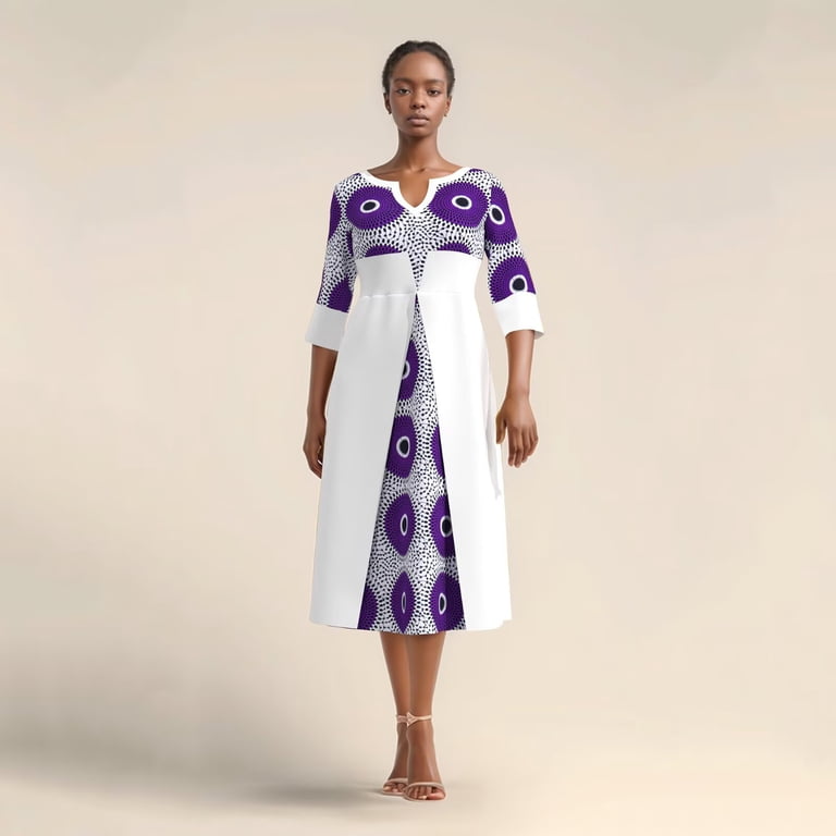 chinese dress ladies Green Brown Plus Size African Ankara Print Long A Line Shirt Dress –  Africanclothinghub main image 1