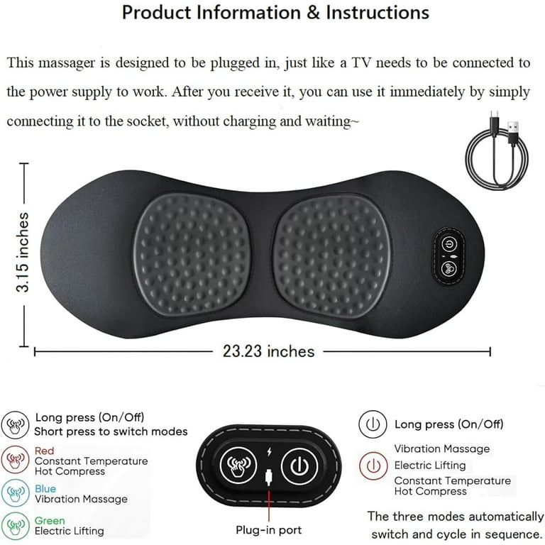 Triple Fusion Back Massager,3-in-1 Back Massager with Traction Lifting and Vibration  Massage and Heat Compress Against Pain, Sciatica Massager for Neck and  Shoulder and Backs (Grey) - Walmart.com