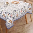 thumbnail image 3 of FINGERCRAFT Tablecloth, High GSM Cotton Fabric, Distinctive Printed Design Table Cover, Blue Floral (54in), 3 of 6