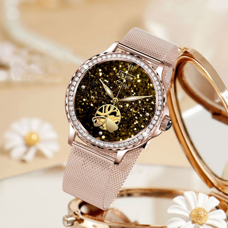 Rose Gold Women Smart Watch Android Ios Phone Compatible  display picture 1