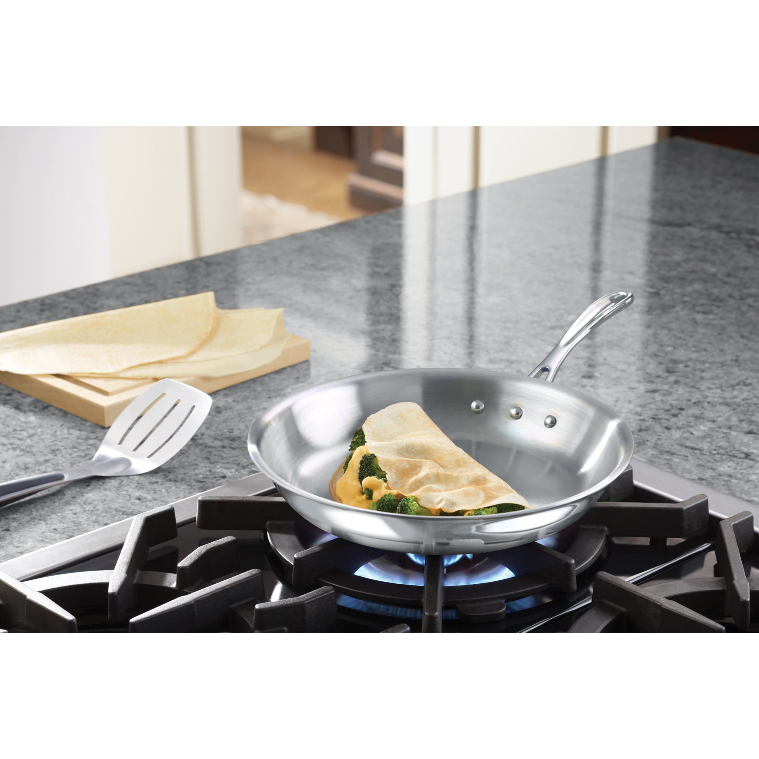 Calphalon Triply Brushed Stainless Steel 10 Inch Oven Safe Flat Omelette Fry  Pan, 1 Piece - Kroger