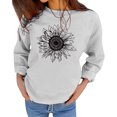 thumbnail image 1 of Sudadera con cuello redondo de girasol para mujer, transpirable, cómoda, holgada, de manga larga, para uso diario, gris, XL, 1 of 4
