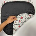 thumbnail image 4 of Love Chair Seating Cushion Set of 2, Wave Floral Heart Summer Swirl Illustration Flourishes Foliage Classical, Seat Pads with Anti-slip Backing, 16"x16", Eggshell Vermilion Black, by Ambesonne, 4 of 5