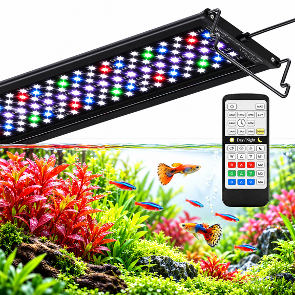INSMART LED Aquarium Light with Timer, 22"-27.5" Dimmable Full Spectrum Fish Tank Light, Remote Control