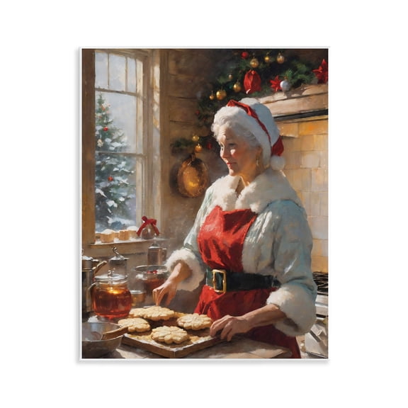 Mrs. Claus Baking Cookies Wall Plaque Art, 11 x 14, Made In USA