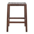thumbnail image 3 of SAFAVIEH Capri Leather Woven Counter Stool with Footrest, Brown, 3 of 7