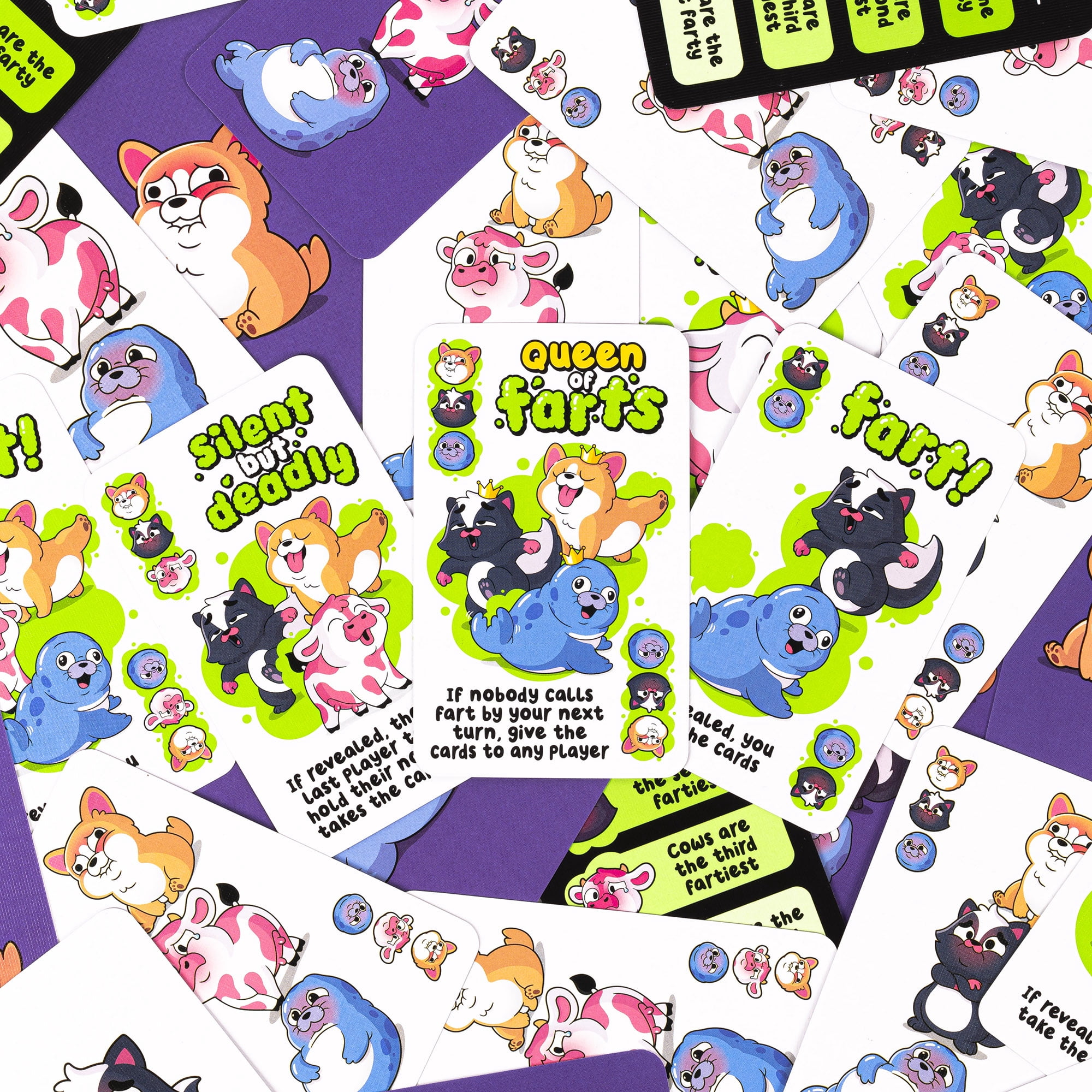 Professor Puzzle: Queen of Farts - Flatulent Animal Card Game, Pair Matching & Card Discarding, Gassy Fun Party Game, Family-Kids Ages 6+, 3-6 Players