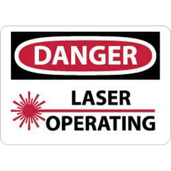 "Danger - Laser Operating", 10" Long x 14" Wide, Rigid Plastic Safety Sign