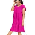 thumbnail image 3 of Zenana Women's Plus Size Ruffle Short Sleeve Tiered Midi A-Line Swing Summer Dress, 3 of 4