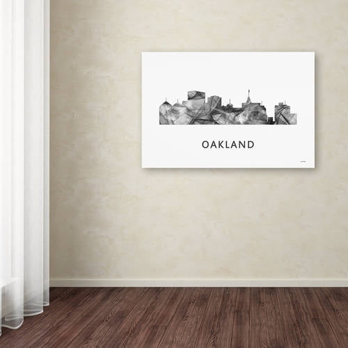 Trademark Fine Art 'Oakland California Skyline WB-BW' Canvas Art by Marlene Watson