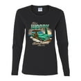 thumbnail image 2 of 1946 Vintage Ford Woody Chasing Waves Cars and Trucks Womens Graphic Long Sleeve T-Shirt, Black, Small, 2 of 3