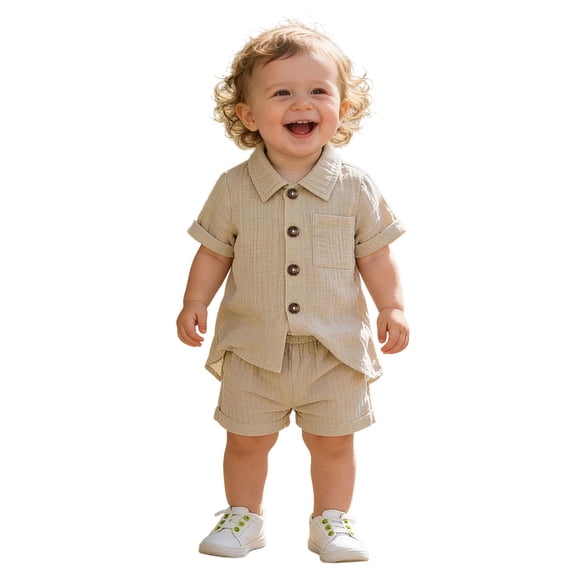 HAYIMI Toddler Boys Girls Short Sleeve Casual Gentleman Tops Solid Color Shirts T Shirt Shorts Outfit Sets Stylish Clothes Sets