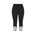 thumbnail image 4 of perfectbot 2-Pack Capris Pants for Womens High Waist Lace Patchwork Slim Athletic Summer Cropped Yoga Pant S-3XL, 4 of 6