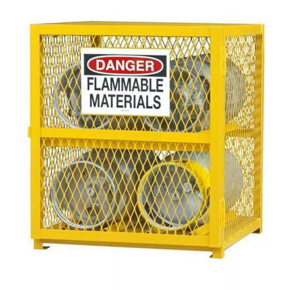 Durham EGCC4-50 35 x 30 x 30 in. Steel & Iron Horizontal Cylinder Storage Cabinet, Yellow