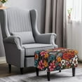thumbnail image 2 of Xixirimido Retro Boho Mandala Hibiscus Floral Pattern Ottoman Slipcover Form-Fit Stretch Footstool Cover for Leather/Fabric Ottomans, Non-Slip Bottom & Living Room/Bedroom Use, Large, 2 of 7