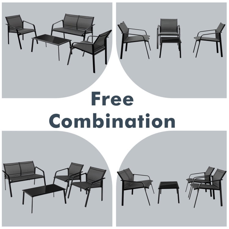 Aimee Lii 4 Pieces Patio Furniture Set with Glass Table Deck, Patio Conversation Sets for Backyard and Poolside, Black Aimee Lii 4 Pieces Patio Furniture Set with Glass Table Deck, Patio Conversation Sets for Backyard and Poolside, Black
