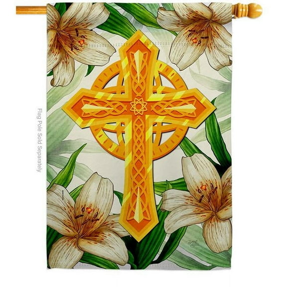 Breeze Decor H103090-BO Cross Religious Faith Double-Sided Garden Decorative House Flag, Multi Color