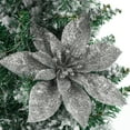 thumbnail image 2 of Gymnture 9 Glitter Poinsettia Xmas Tree Ornaments - Silver, 2 of 10