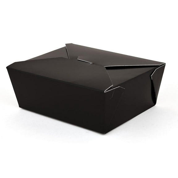 Southern Champion Tray 0788 #8 ChampPak Retro Take-Out Container, Black Paperboard with Poly Coated Inside, 6" L x 4-3/4" W x 2-1/2" H | 300/Case