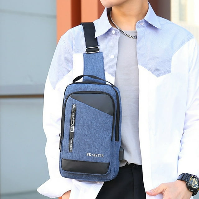 Dvkptbk Shoulder Strap Bag Messenger Backpack with USB Hole Shoulder Strap Backpack Hiking Backpack Multipurpose Messenger Chest Bag Men Chest Bages Other on Clearance