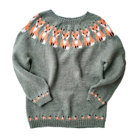 Bovemsi Sweaters for Women Cozy Women's Knitted Isle Print Retro Sweater Casual Loose Crewneck Long Sleeve Cropped Pullover Tops Fall Sweaters