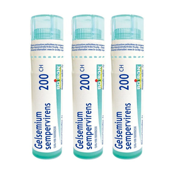 Boiron Gelsemium Sempervirens 200CH – Homeopathic Medicine, Box of 3 Tubes (4g Each, Approx. 80 Pellets per Tube)