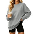 thumbnail image 2 of Stralyhd Womens Sweatshirt Oversized Long Sleeve Crew Neck Sweater 2026 Fall Casual Fashion Pullover Top Comfort Loose Outfits Basic Lounge Wear Light Gray XL, 2 of 4