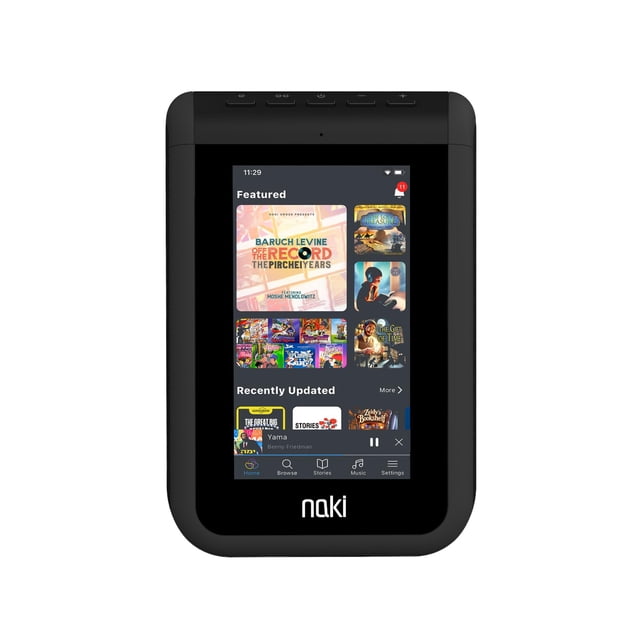 Reproductor de Música en Streaming Kosher Naki Bolt con Pantalla Táctil LCD de 5" y Parlantes de 4W x 2 (Negro) - Audio Kosher con un Toque Moderno