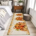 thumbnail image 5 of 2x6 Kitchen Runner Rug, Fall Thanksgiving Non-Skid Rubber Backing Large Rectangle Rugs - Living Room Bedroom Home Office, Rustic Orange Pumpkin Harvest Maple Leaf Indoor Floor Carpets Washable Rug, 5 of 9