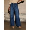 thumbnail image 4 of Women'S Wide Leg Jeans High Waisted Straight Leg Stretchy Denim Pants with Pockets Dark Blue L, 4 of 8