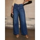 thumbnail image 4 of Pantalones Vaqueros de Pierna para Mujer, Cintura Alta, Rectos, Elásticos y con Bolsillos. Azul Oscuro S, 4 of 8