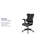 thumbnail image 2 of High Back Designer Black Mesh Executive Swivel Chair with Leather Seat and Adjustable Arms, 2 of 9