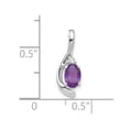 thumbnail image 3 of 14K White Gold Charm Pendant (02) February Amethyst Oval Purple Diamond Round 17 mm 6, 3 of 3