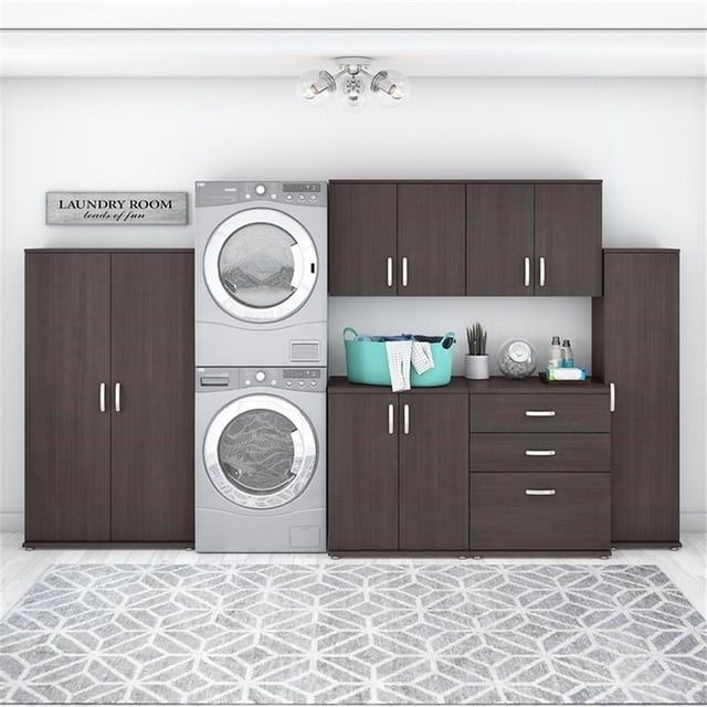 Pemberly Row 6 Piece Modular Laundry Room Storage Set in Storm Gray