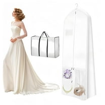 72" wedding dress garment bag,with 10'' Gusseted Dress Bags for Gowns Long 3 Pockets Dress Cover for Women & Bride Tote Bag