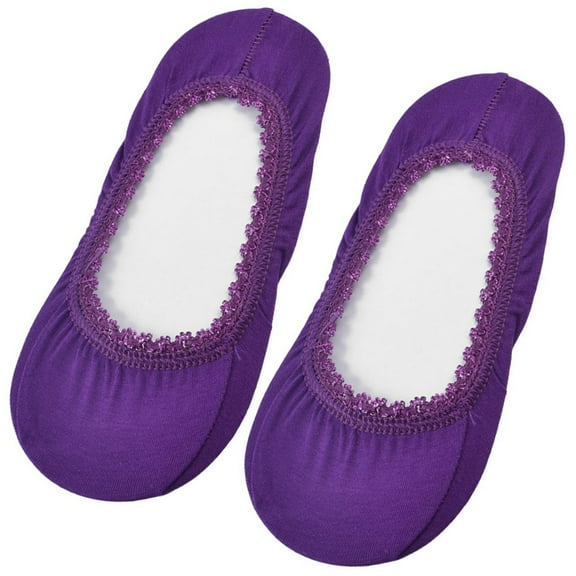 INSPIRE CHIC Women's Elastic Flower Hem Low Ankle Invisible Boat Socks One Size Purple