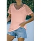 thumbnail image 2 of ABPHQTO Camiseta rosa de manga raglán a rayas para mujer, 2 of 5