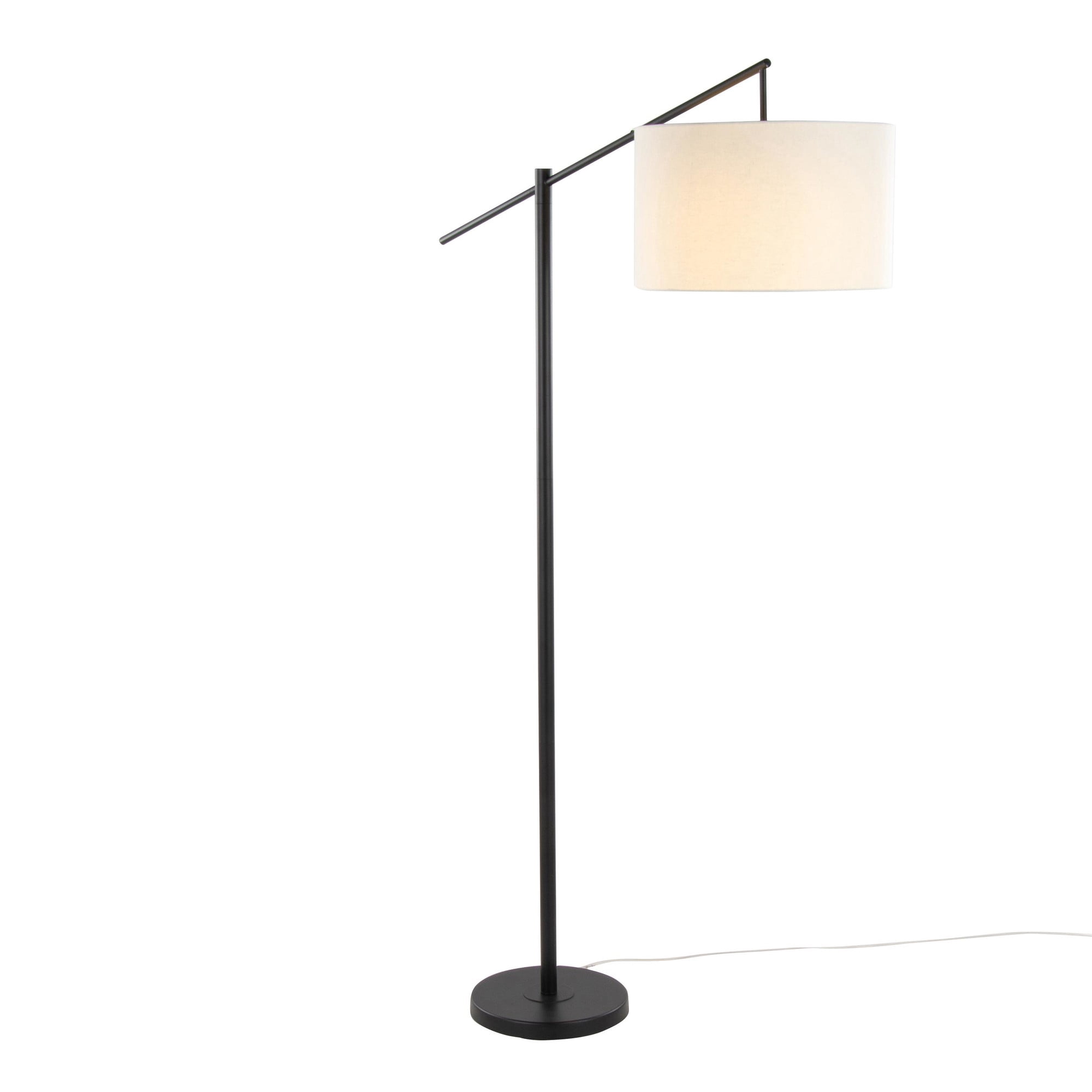 LumiSource Matte Black Metal, Natural Linen Casper 69" Metal Floor Lamp