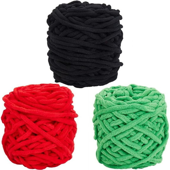 3 Colors Christmas Chenille Chunky Yarn for DIY handcrafting