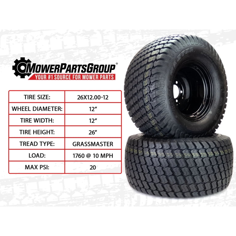 2) Ferris Turf Tire Assemblies 26x12.00-12 Fits IS3100Z IS3200Z