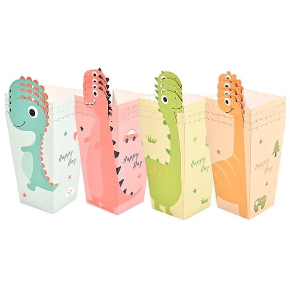 Wuweikeji Pack of 12 Popcorn Boxes,Cute Dinosaur Party Paper Bags, for Children's Birthday, Home Decor