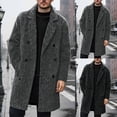 thumbnail image 2 of Aihuaihua Men's Trench Coat Single Trench Coat Notched Lapel Mid Long Peacoat Winter Casual Business Overcoat Grey XL, 2 of 10