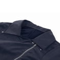 thumbnail image 4 of JUNWELL Women Ladies Suede Short Leather Jacket Flight Slim Zipper Coat Zip Up Biker Casual Autumn Clothes Navy blue XL, 4 of 5
