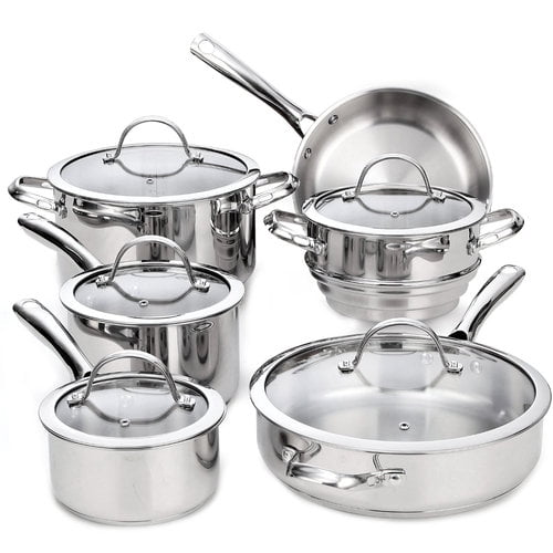 Cooks Standard Kitchen Cookware Sets Stainless Steel, Professional Pots and Pans Include Saucepan, Sauté Pan, Stockpot with Lids, 8-Piece, Silver Cooks Standard Kitchen Cookware Sets Stainless Steel, Professional Pots and Pans Include Saucepan, Sauté Pan, Stockpot with Lids, 8-Piece, Silver