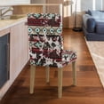 thumbnail image 4 of COEQINE Dining Room Chair Cover Set of 2, Stretchable Slipcover Machine Washable for Furniture Protection, Universal Fit for Most Dining Chairs, American Tribal Cow Print Red, 4 of 7