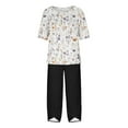 thumbnail image 4 of Teissuly Women's Casual Round Neck 5/4 Sleeve Top And Pants Digital Printing Two-piece Set, 4 of 5