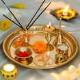 thumbnail image 4 of Hashcart¬Æ Brass Puja Thali Set (8.75 Inch, Medium) - Puja Thali Aarti Thali for Home Mandir, Temple | Diwali Decoration, Diwali Thali, 4 of 6