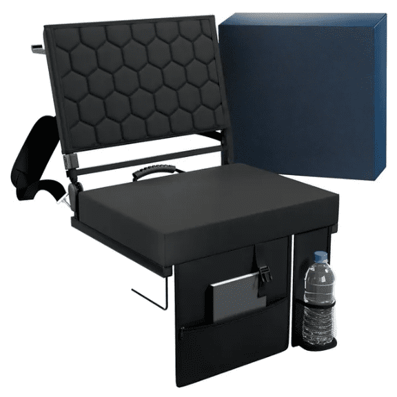 Folding Reclining Stadium Seat with Back Support Portable Bleacher Chair for Sports Camping Beach Outdoor Events