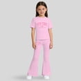 thumbnail image 2 of Summer Outfits for Teen Girls Preppy Y2K Girls Clothes Tween Girl 2 Piece Outfits Short Sleeve Tee Shirt & Flare Pants Kids Clothes Set Size 7-12 Years, 2 of 4